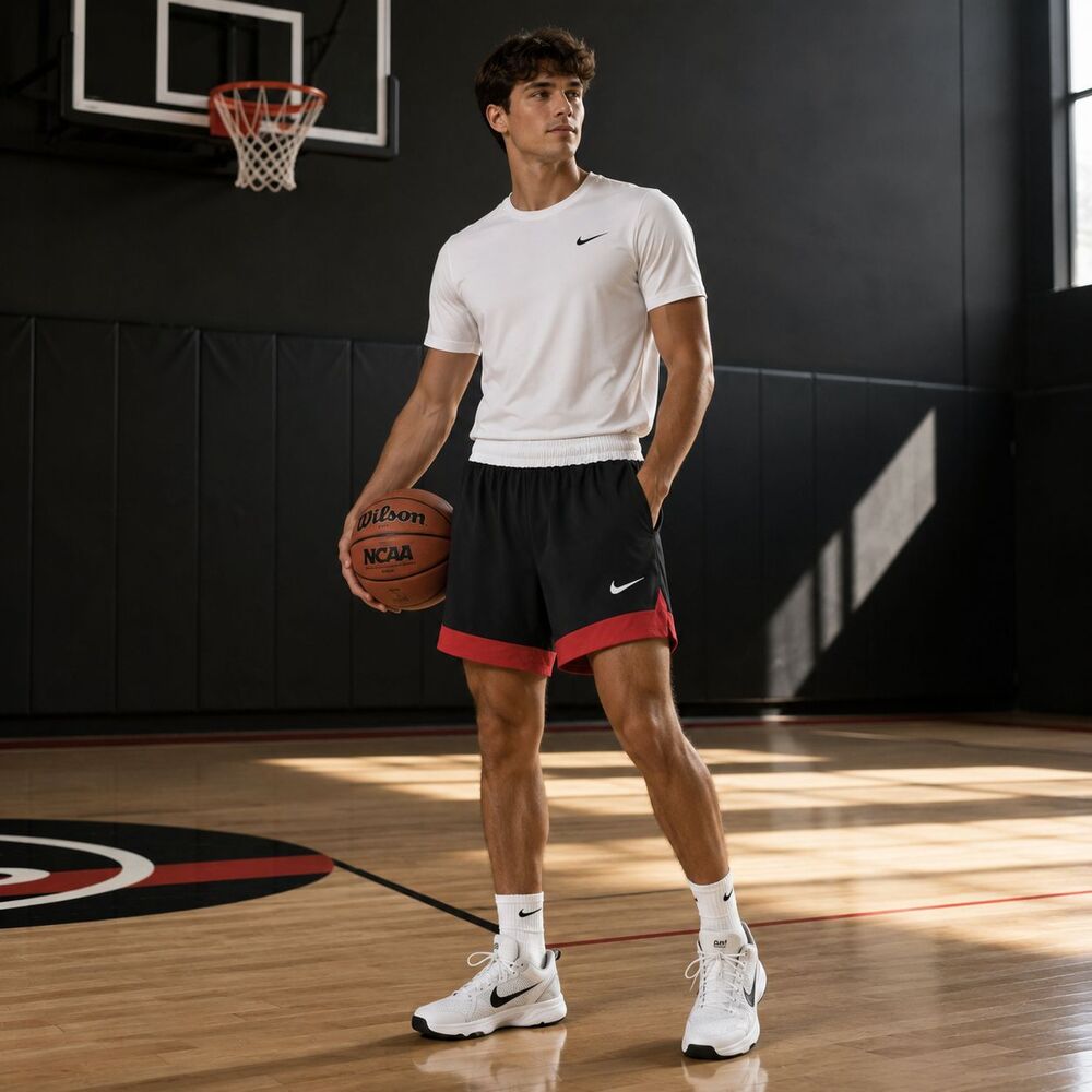 NIKE Mens Shorts 2XL Athletic Dri-FIT Basketball Black Red White AJ3914-014
